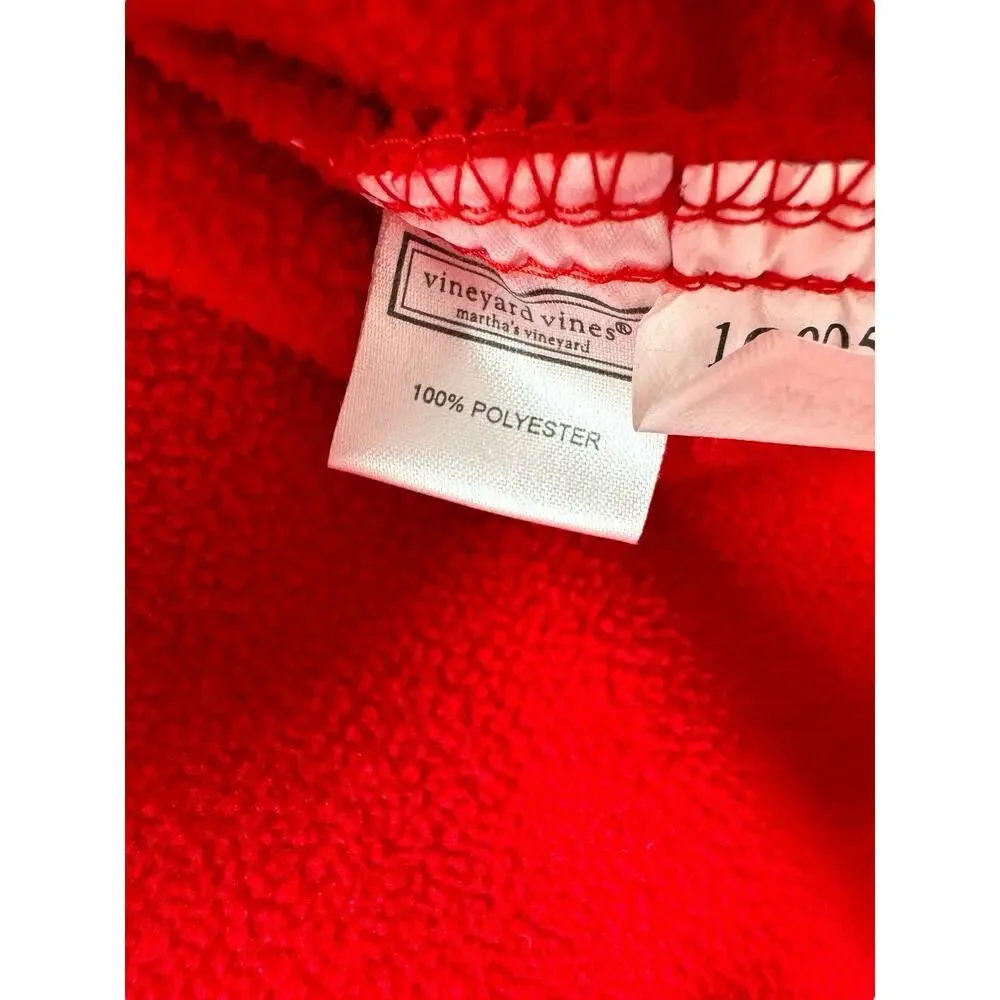 Vineyard Vines Fleece Red Shep Shirt Mens Size Medium Pullover 1/4 Zip Sweater